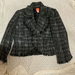 Hearts of Palm Black and White Tweed Blazer